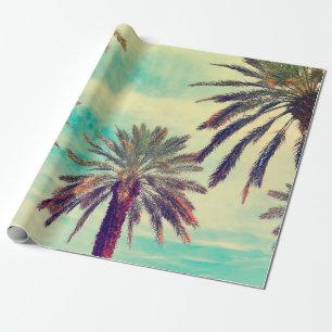 Watercolor palm trees in sunny day wrapping paper