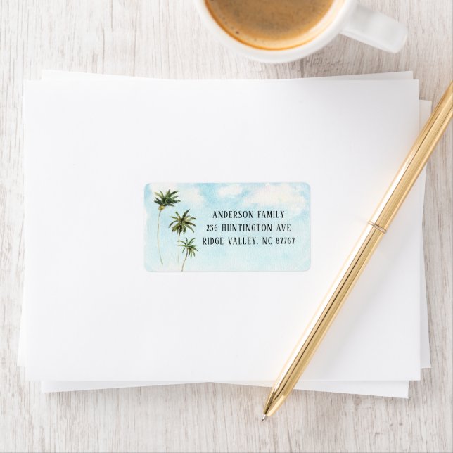Watercolor Palm Trees New Address Label (Insitu)