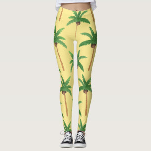 Watercolor palm trees, tropical background. leggings