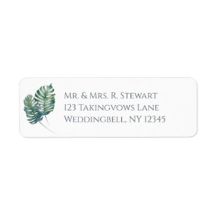 Watercolor Palms and Slate Wedding Return Address Label