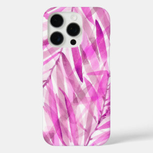 Watercolor Palms Hawaiian Tropical in Fuchsia  iPhone 16 Pro Case