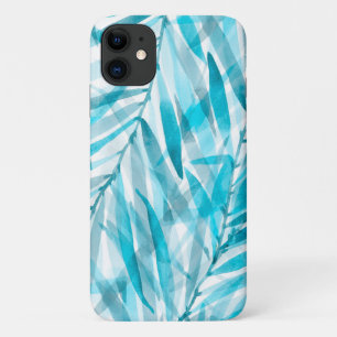 Watercolor Palms Hawaiian Tropical in Turquoise iPhone 11 Case