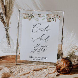 watercolor pampas floral cards and gifts sign