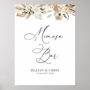 watercolor pampas floral mimosa bar poster