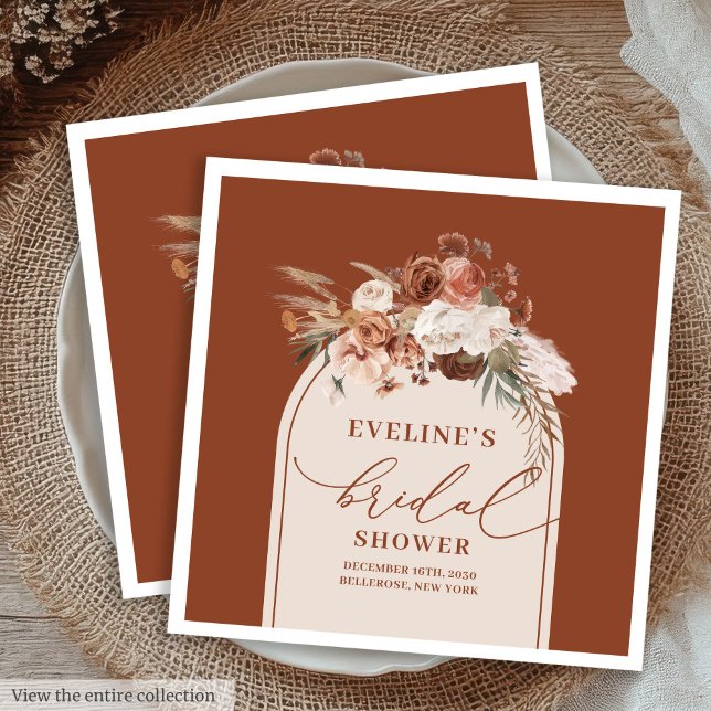 Watercolor Pampas Floral Napkins for Bridal Shower (Watercolor Pampas Floral Napkins for Bridal Shower)