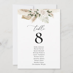 Watercolor Pampas Floral Table Number
