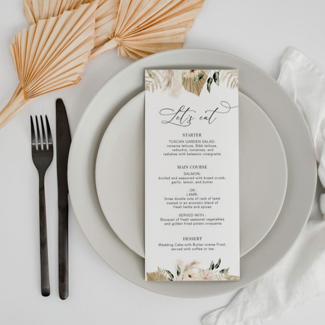 watercolor pampas floral wedding  menu (Creator Uploaded)