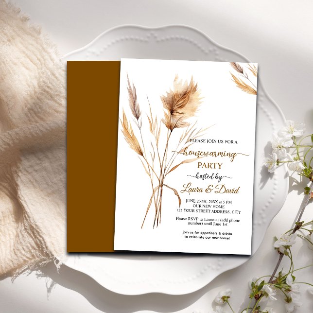 Watercolor Pampas Grass Housewarming Party Invitation (Creator Uploaded)