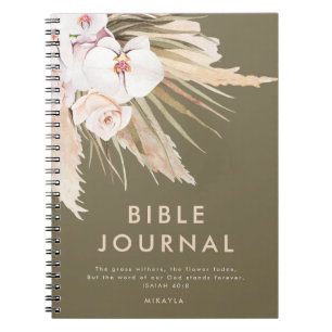Watercolor Pampas Grass Personalised Bible Journal