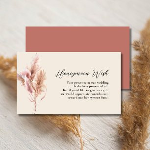 Watercolor Pampas Grass Wedding Honeymoon Wish Enclosure Card