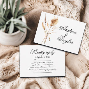 Watercolor Pampas Grass Wedding Song Request RSVP Card