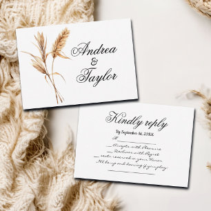 Watercolor Pampas Grass Wedding Song Request RSVP Card