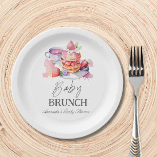 Watercolor Pancake Baby Brunch Shower Paper Plate
