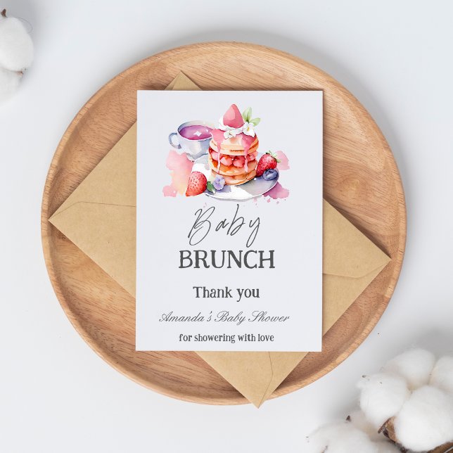 Watercolor Pancake Baby Brunch Shower Thank You Card (Creator Uploaded)