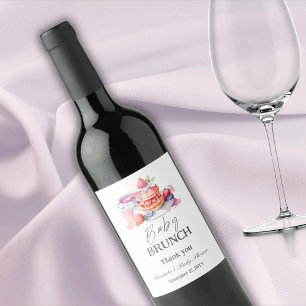 Watercolor Pancake Baby Brunch Shower Wine Label