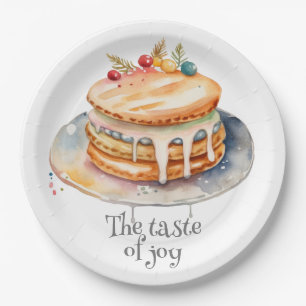 Watercolor Pancake with maple syrup Paper Plate