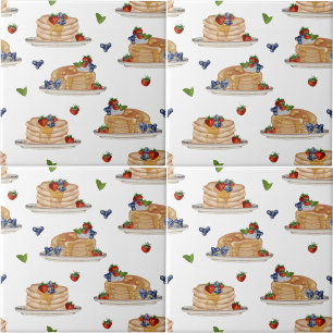 Watercolor Pancakes Berries Breakfast Brunch  Ceramic Tile
