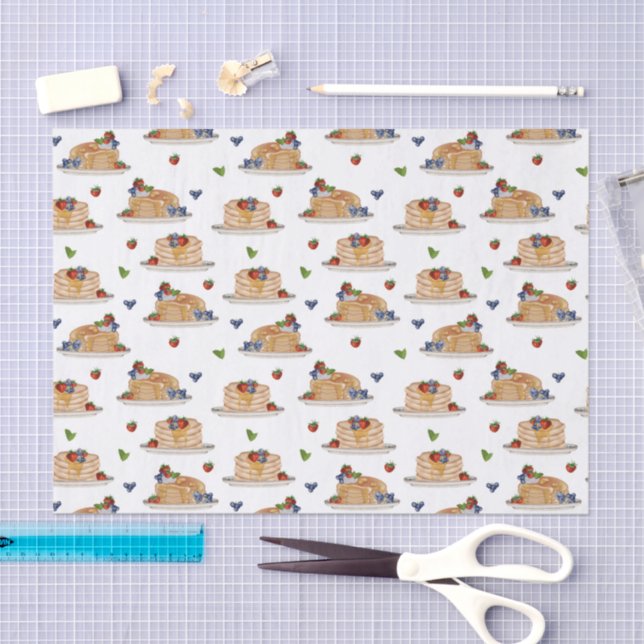 Watercolor Pancakes Berries Breakfast Brunch  Tissue Paper (Craft)