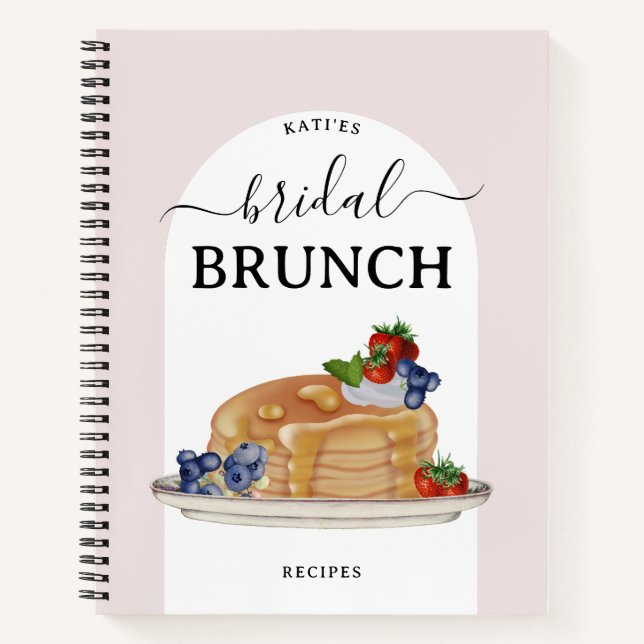 Watercolor Pancakes Bridal Shower Brunch Recipe Notebook (Front)