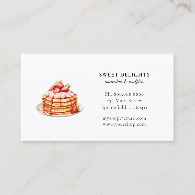 Watercolor pancakes business card (Front)