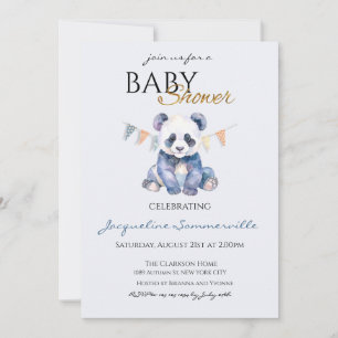 Watercolor Panda bear Baby Shower Invitation