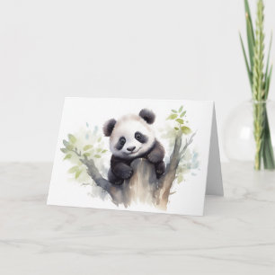 Watercolor Panda Bear Birthday Card