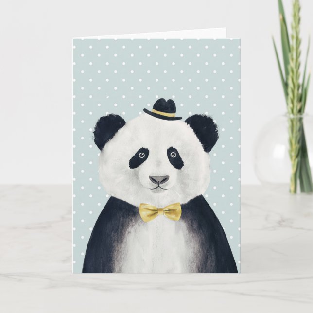 Watercolor Panda Bear Card (Front)