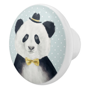 Watercolor Panda Bear Ceramic Knob