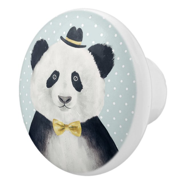 Watercolor Panda Bear Ceramic Knob (Right)