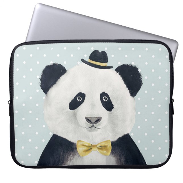 Watercolor Panda Bear Laptop Sleeve (Front)