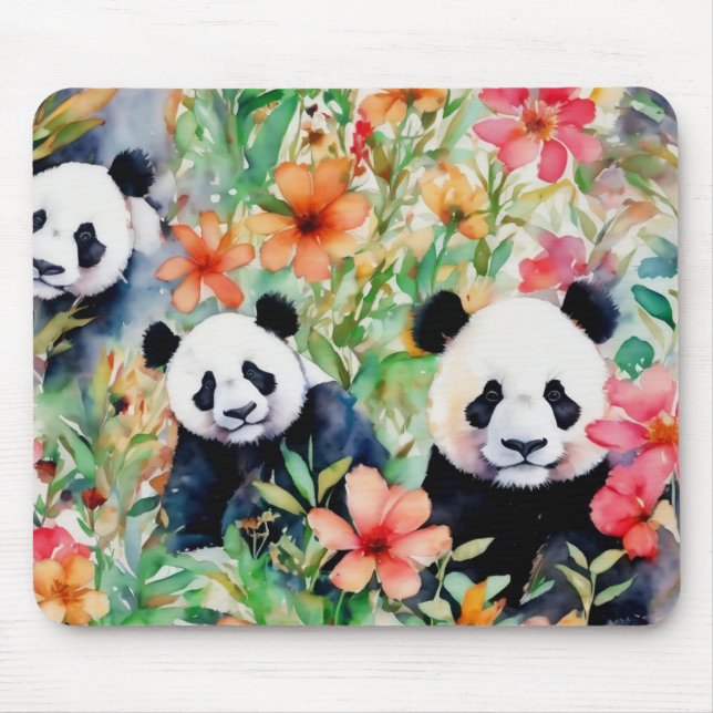Watercolor Panda Bear Mouse Pad (Front)