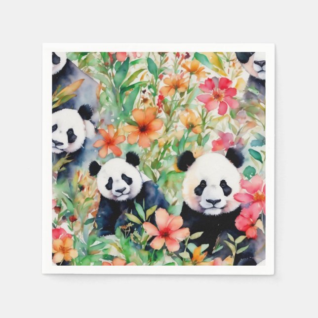 Watercolor Panda Bear Napkin (Front)