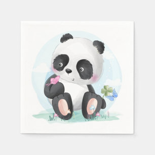 Watercolor Panda Bear Napkin