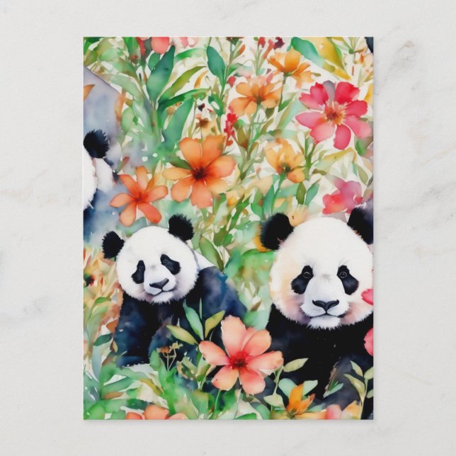 Watercolor Panda Bear Postcard (Front)