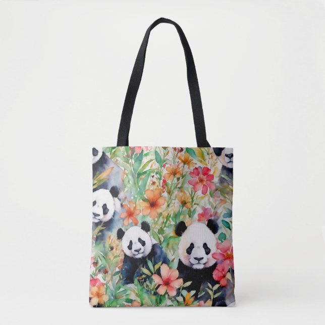 Watercolor Panda Bear Tote Bag (Front)