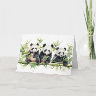 Watercolor Panda Bears Birthday Card