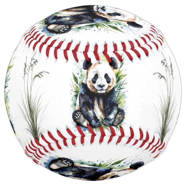  Watercolor Panda Bears Softball (Front)