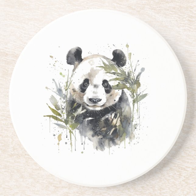 Watercolor Panda Garden Coaster (Front)