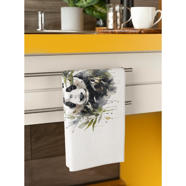 Watercolor Panda Garden Tea Towel (Creator Uploaded)
