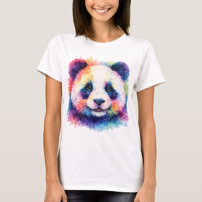 Watercolor Panda T-Shirt - Black & White (Front)