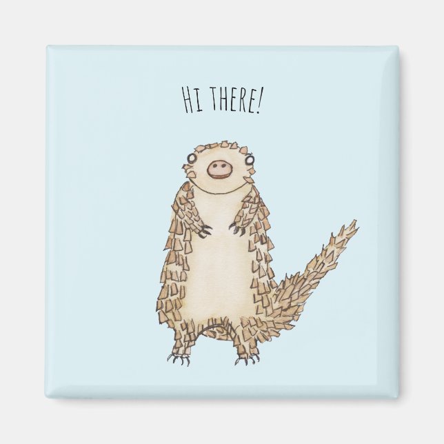Watercolor Pangolin Illustration Magnet (Front)