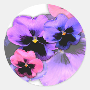 Watercolor Pansies Classic Round Sticker