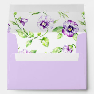 Watercolor Pansy Lined & Lavender Envelope