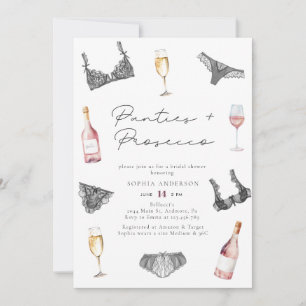 Watercolor Panties & Prosecco Bridal Shower Invitation