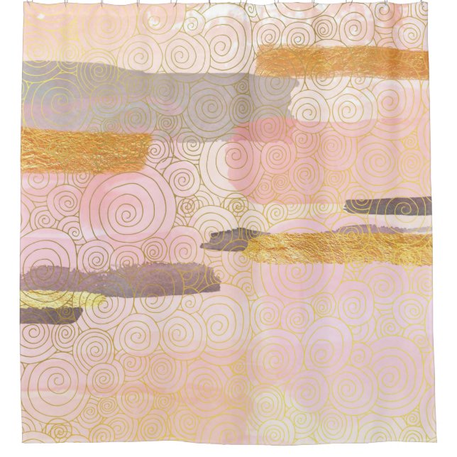Watercolor paper abstract shower curtain (Front)