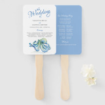 Watercolor Paper Beach Wedding Fan