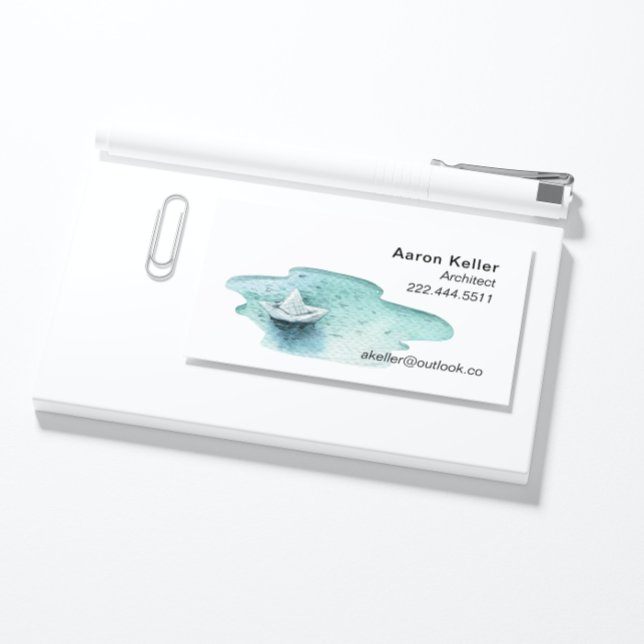 Watercolor Paper Boat Business Cards (Creator Uploaded)