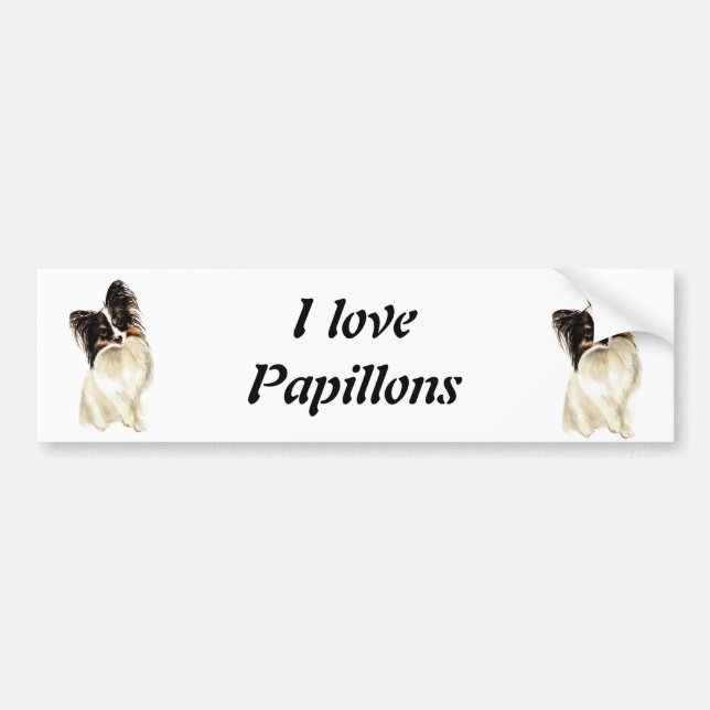 Watercolor Papillon Dog, Pet Bumper Sticker (Front)