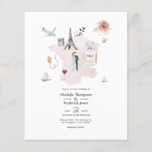Watercolor Paris Destination Wedding Monogram Flyer