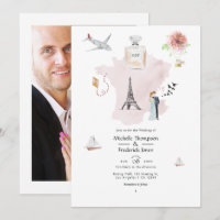 Watercolor Paris Destination Wedding Monogram